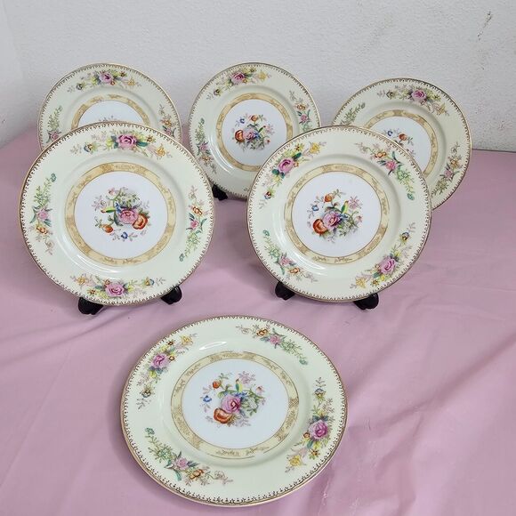 Vintage Set 6 Maruichi China Dinner Plates 6" Replacements Rose Discontinued - Picture 7 of 9